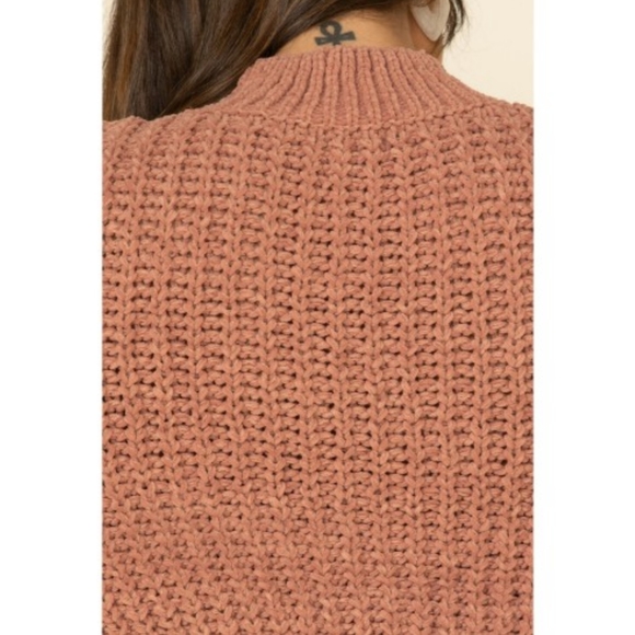 💞POL💞 Chenille Cropped Cableknit / Size L / Dusty Rose - Picture 4 of 10